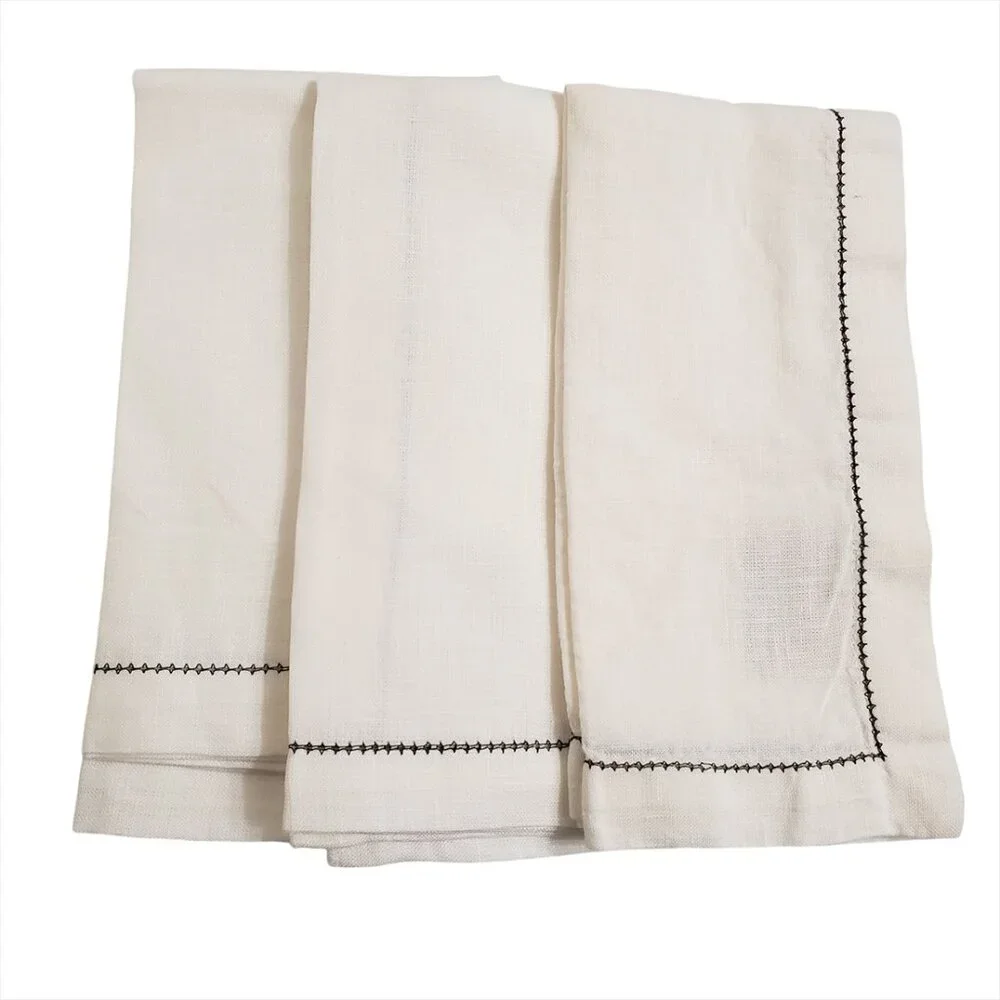 Williams-Sonoma Set of 3 Linen Napkins White 20x20 Russia